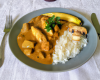 Curry de poulet à la noix de coco et bananne