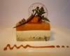 Entremet aux abricots vanillés, caramel et grué de cacao