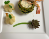 Langoustine Bretonne, pâte de pistache, artichaut fondant