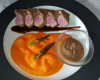 Duo de magret de canard et son espuma de carottes pimentées