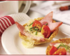 Croustades de fromage, jambon et tomate