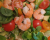 Salade cruditées et crevettes