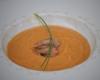 Velouté de carottes au gingembre et crevettes grises