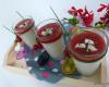 Panna cotta au roquefort, miroir groseilles poivron rouge