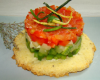 Tartare tomato-poivrons-courgettes sur sablé parmesan