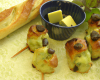 Briochettes au roquefort et fondue de poireaux aux raisins secs