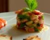 Salade de crevettes, mangue et tomates au citron vert