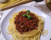 Spaghetti bolognaise au vin rouge