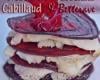 Millefeuille de betterave croustillante au cabillaud, pesto de betterave crue et riz rose