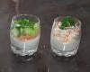 Verrine de saumon fumé, concombre, surimi