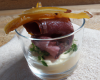 Verrine ricotta magret de canard fumé