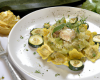 Courgette-tagliatelle au raviole du dauphiné