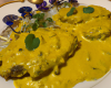 Escalopes de veau au lait de coco, curry jaune et gingembre