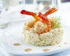 Risotto acidulé, crevettes croustillantes et crème d'étrilles