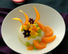 Mousse à la fleur d'oranger et salade de fruits exotiques