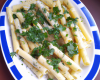 Penne aux quatre fromages et persil à l'ail