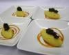 Mousseline de pois chiches au caviar d'olive noire, Ketchup de pimientos