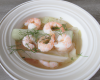 Potage d'endives et crevettes grises