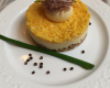 Tartare de Noix de Saint-Jacques comme une cheesecake au cheddar et haddock