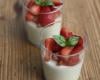 Panna cotta au basilic, fraises au balsamique