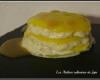 Millefeuille de risotto vanillé et mangue et sauce caramel beurre - salé