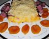 Gratin de riz et d'abricots au jambon de pays et au gouda