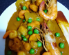 Curry thaï au cabillaud, crevettes et petits pois