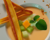 Veloute de melon et son mille feuille de légumes