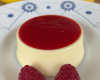 Pana cotta au citron, cœur coulant framboise