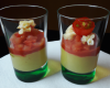 Verrine apéritive à la fondue de Tomates de France et mousse de Concombre de France