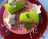 Crème au chocolat blanc, mousse citron vert et gelée d'hibiscus