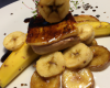 Foie gras poêlé,  pommes et bananes flambées au vieux genièvre