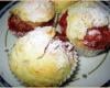 Muffins aux coulis de fraise et rhubarbe