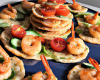 Gambas et leurs galettes de légumes