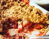 Crumble rhubarbe et fraises sans beurre