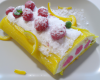 Bûche en neige, citron et framboises