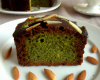 Cake au thé vert, chocolat et amandes