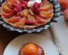 Tarte aux abricots et aux pommes, sorbet à la framboise