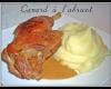 Cuisses de canard à l'abricot, purée maison