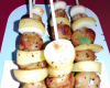 Brochettes pommes boudin blanc