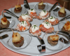 Amuses bouches andouillette pomme pamplemousse et surimi