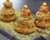 Mini-sapins, choux caramel et pistache