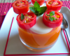 Dessert tomate, fraise et orange