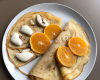 Crêpes aux fromage blanc et aux pêches