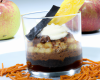 Saint Honoré de pommes et réglisse à l'armagnac, gelée d'armagnac et chocolat réglisse, verrine chocolatée d'écume à l'armagnac