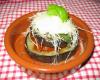 Millefeuille aubergine tomate confite et croustillant mozzarella