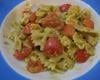 Farfalle, pesto, mozzarella et tomates cerise