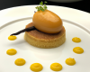 Baba de foie gras en crémeux de mangue