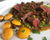 Pigeonneau aux girolles et lentilles