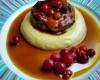 Petite tatin de lapin au caramel de porto et sa crème de vanille bourbon aux groseilles, purée de patate douce revisitée à l'ananas